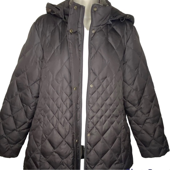 Macintosh New England Women's Quilted Winter Coat M Brown Removable Hood Zipper - Picture 11 of 15